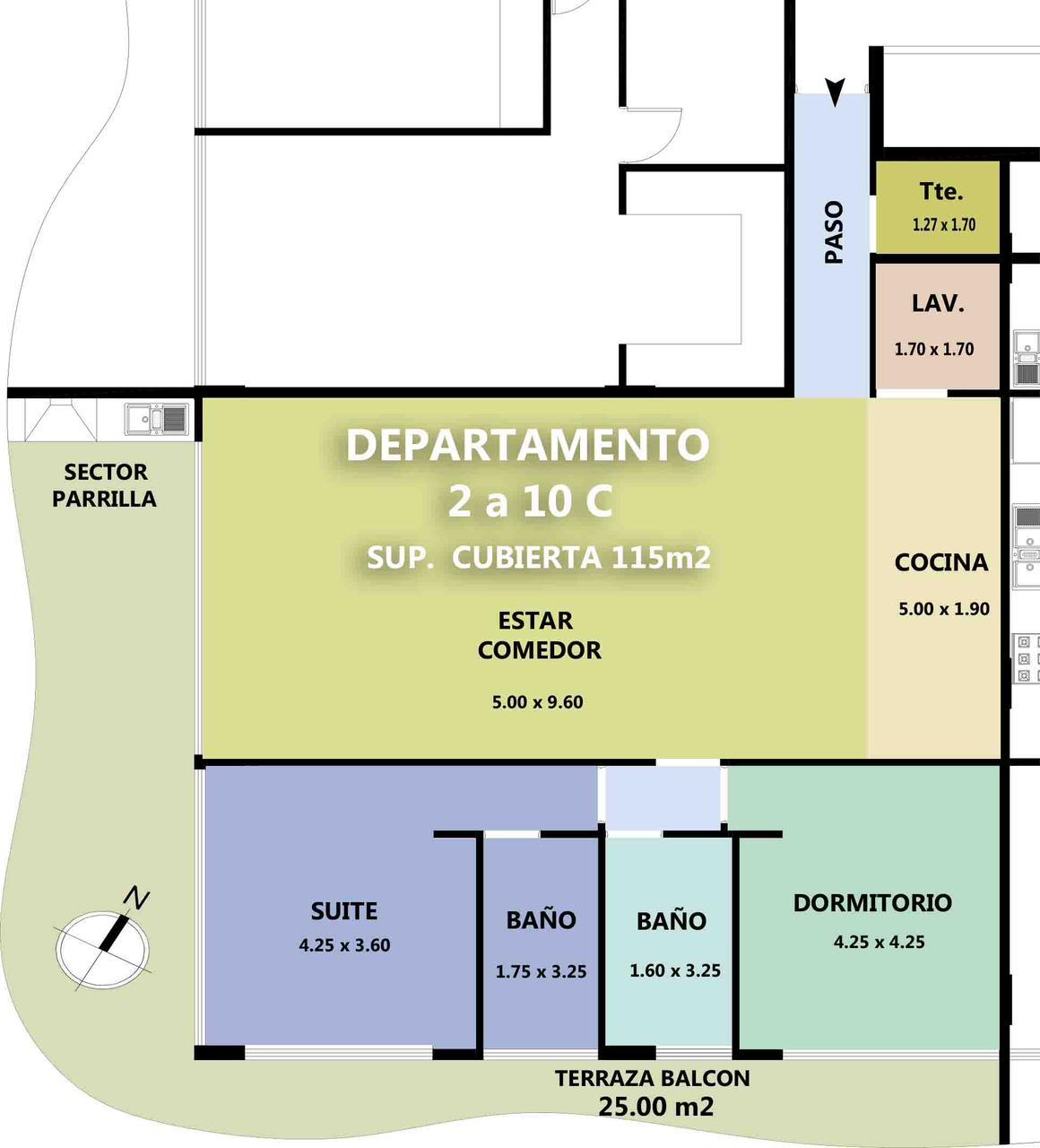 Plano del departamento 2C