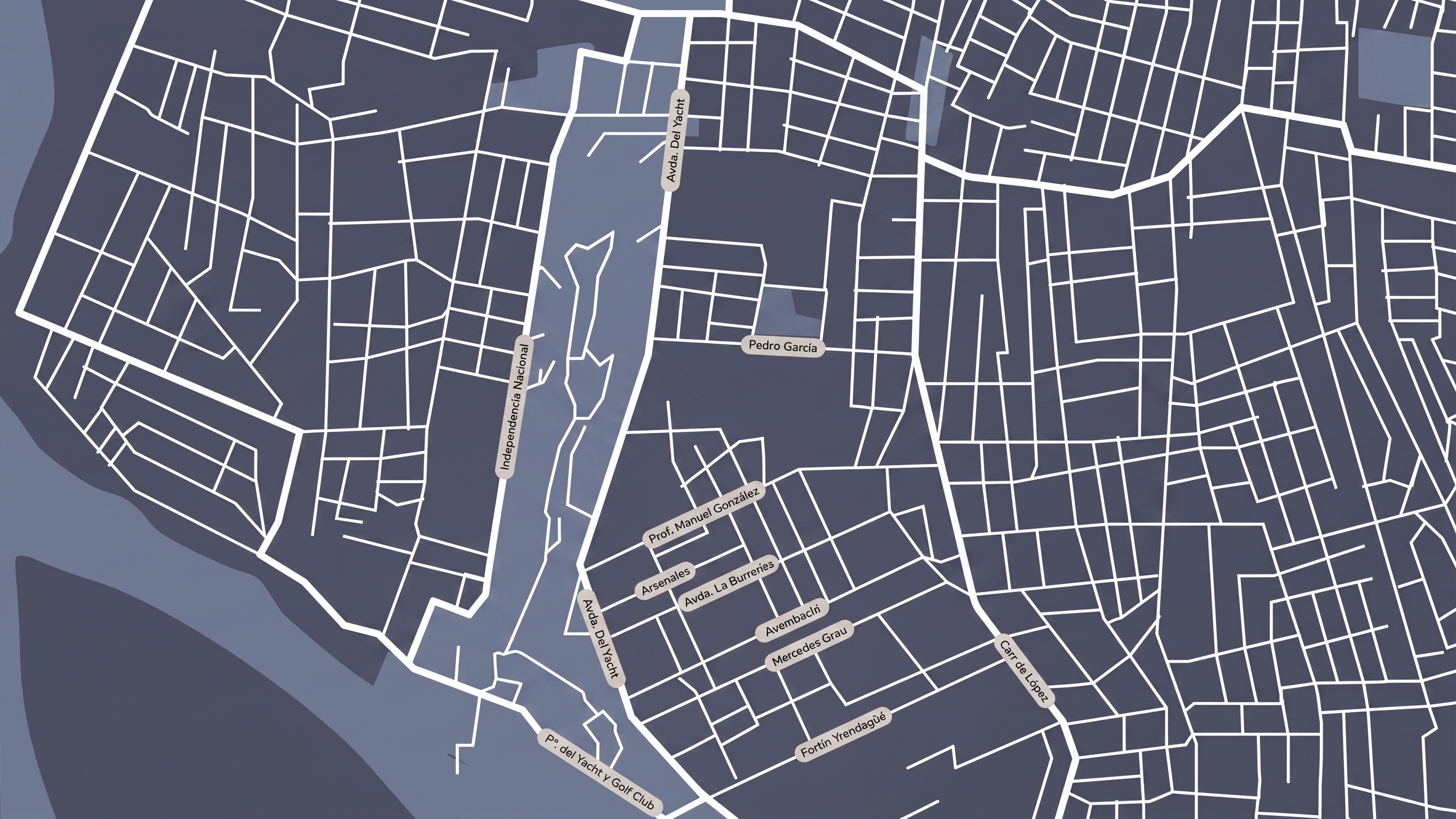 Mapa del entorno de Premier Yacht en Lambaré, con Av. del Yacht y Manuel González como referencia central